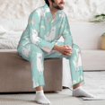 thumbnail image 5 of Mens Pajamas Set, Cartoon Cute Alpaca Rainbow Cactus Button Down Long Sleeve Loungewear Sleepwear Pjs sets for Men, 5 of 5