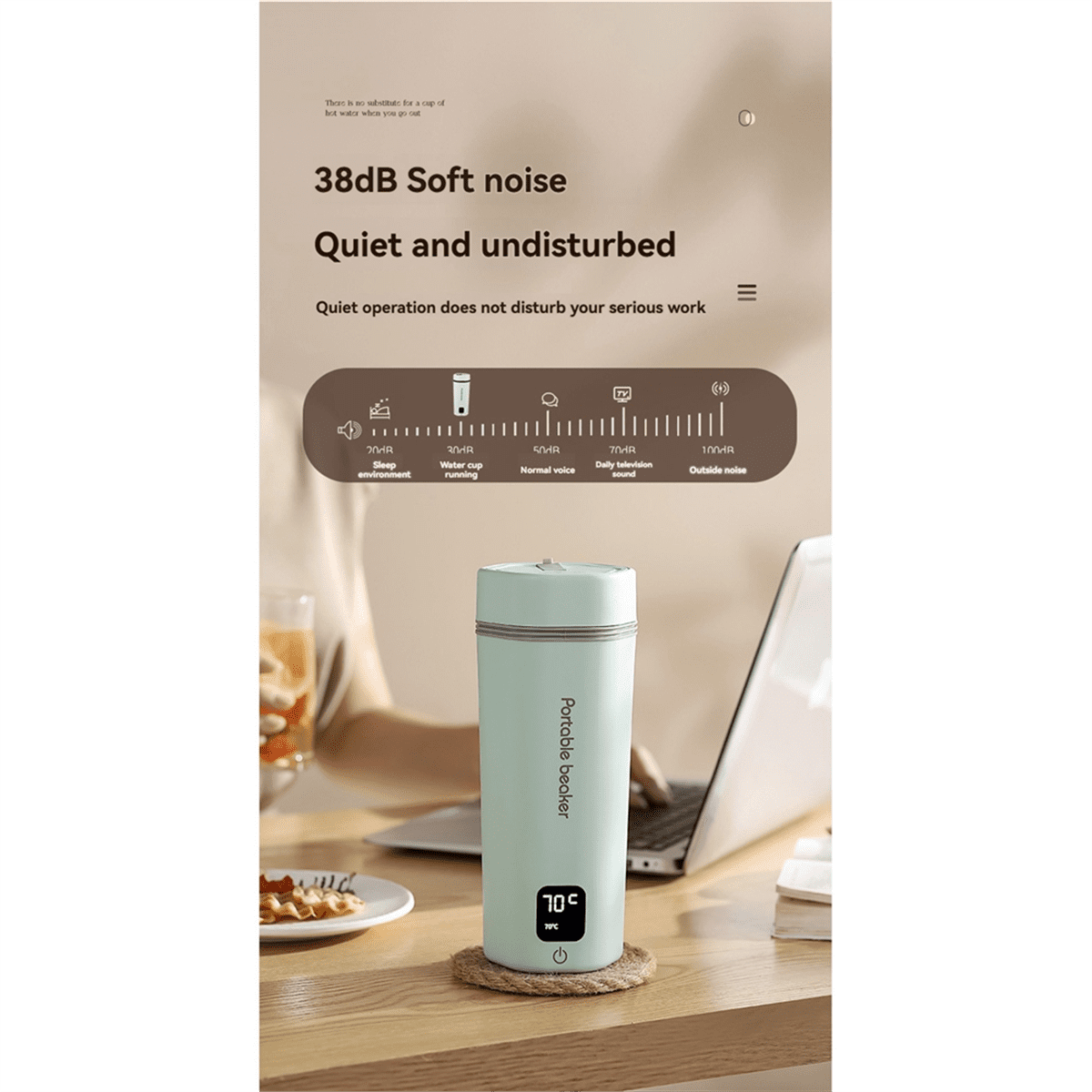 Portable Beaker Tea Kettle 6 Preset Electric Portable Water Heater for Boiling Self Heating Cup B US Plug,1 x Portable beaker 1 x Power cord,Green