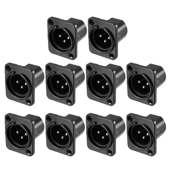 Uxcell 3-Pin XLR Male Jack Panel Mount For Microphone Connector Adapter Twist Lock 10Pcs YL3064