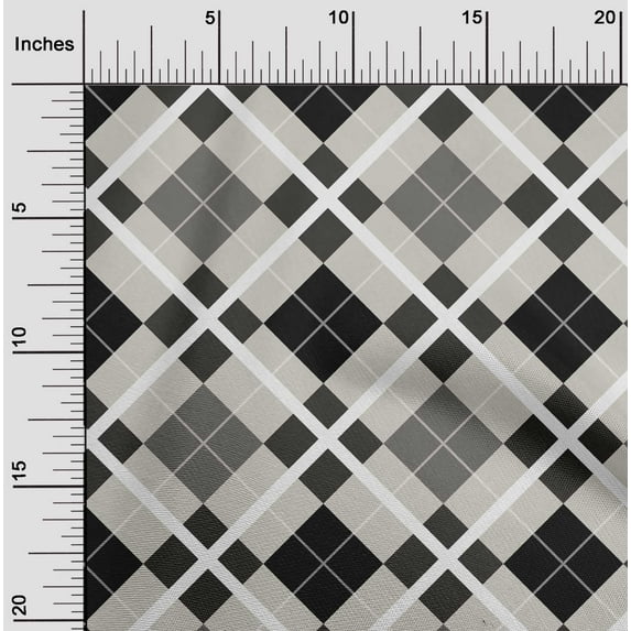 oneOone Cotton Cambric Light Gray Fabric Argyle Check Craft Projects Decor Fabric Printed By The Yard 56 Inches Wide