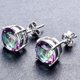 thumbnail image 4 of Granjero Gordo Pendientes de botón con ópalo chapado en plata, pendientes de botón redondos de 6 mm en oro blanco o oro rosa para mujer (color arcoíris, 8 mm), 4 of 5
