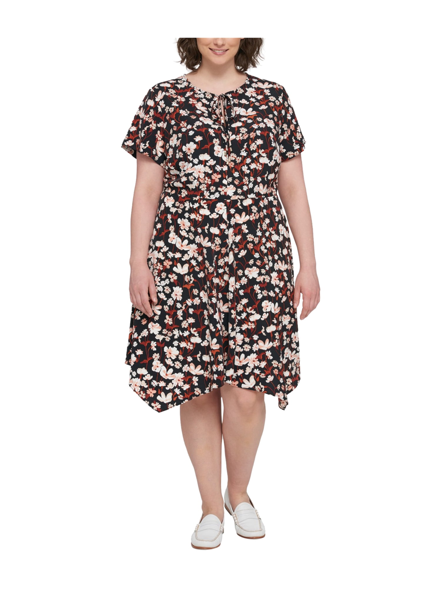 Tommy Hilfiger Womens Floral Peasant Dress bml 14W - Plus Size ...