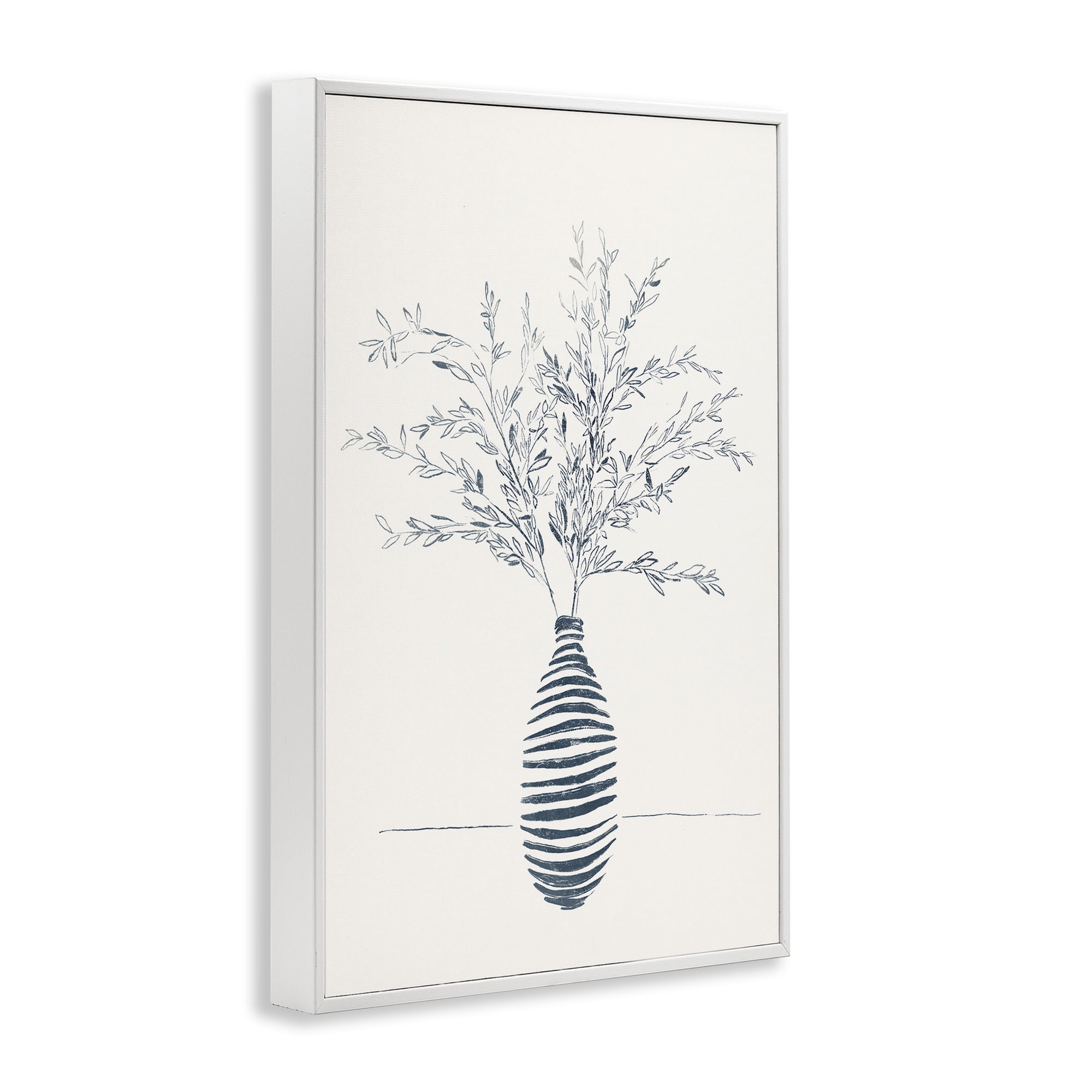 Stupell Industries Minimal Herb Vase Botanical & Floral Painting White Framed Art Print Wall Art, 12 x 18