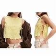 thumbnail image 2 of Tank Tops for Women Y2K Sleeveless Square Neck Tie Up Cropped Vest Summer Chic Going Out Blouse Yellow L, 2 of 7