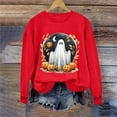 thumbnail image 4 of Plcasen Halloween Ghost Sweatshirt Womens Cute Ghost Cat Graphic Pullover Tops Spooky Season Shirt Casual Shirt, 4 of 5