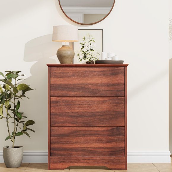 Cómoda de Madera de 3 Cajones – Alta y Moderna – Almacenamiento Profundo – Superficie Ancha – Dormitorio, Sala, Pasillo y Habitación Infantil
