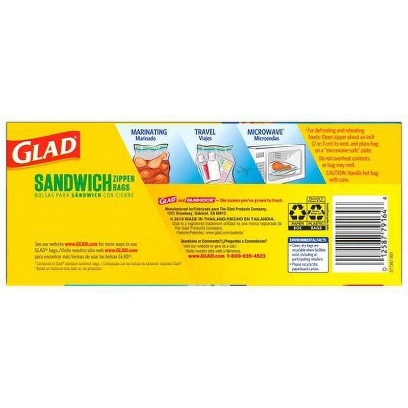 Glad® Sandwich Zipper Bags, 6.63 x 8, Clear, 600/Carton – Office Ready