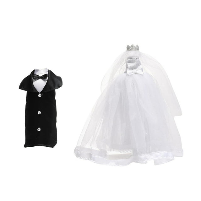 Housses de Bouteille de Vin de Cuisine Cadeau de Jour de Robe Décoration Costume Mini Vin Mariage Saint-Valentin Ensemble Table Mariage Smoking Jour Rouge Décoration Maison, Housses de Bouteille de Vin de Cuisine