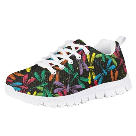 

ZOCAVIA Animal Dragonfly Print Kids Running Shoes Girls Flexible Athletic Lightweight Breathable Sneakers Casual Classic Printed Fashion Non Slip Shoes