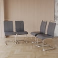 thumbnail image 4 of Modern Dining Chairs,PU Faux Leather High Back Upholstered Side Chair with C-shaped Tube plating Metal Legs for Dining Room Kitchen Vanity Patio Club Guest Office Chair (Set of 4) (Grey+PU Leather), 4 of 9