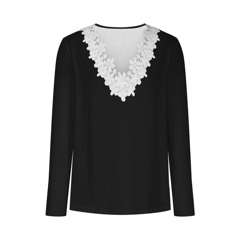 Casual Solid Lace V Neck Tops(4 Colors) Casual Solid Lace V Neck Tops(4 Colors)