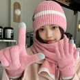 thumbnail image 5 of Winter Hats for Women Fleece Lined Beanie Knit Chunky Snow CapWinter Knitted Wool Hat Female Cold-proof Warm Hat Scarf Gloves Three-piece Set Fashionable All-match Ear Protection Pullover Hat Pink, 5 of 5