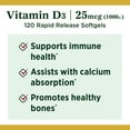 thumbnail image 3 of Nature's Bounty Vitamin D3 1000 IU Softgels, Bone & Immune Support, 120 Ct, 3 of 7