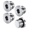thumbnail image 1 of Paquete de 4 tapones de ajuste de tubo con cabeza hexagonal interna, 1/2 NPT, tapón de socket de acero inoxidable 304 con anillo de sellado, 1 of 6