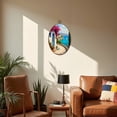thumbnail image 5 of Mediterranean Canvas Wall Art Coastal Pathway Vibrant Bougainvillea Serene Sea View Oval Framed Canvas Prints Vintage Wall Hanging Decor for Home Decorations 8.6"x11.4", 5 of 7