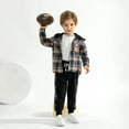 thumbnail image 4 of GYRATEDREAM Toddler Baby Boy Clothes Flannel Button Down Plaid Hoodie Sweatshirt + Sweatpants Fall Winter Outfits Set, 4 of 8