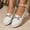 White, variant on Crunowin Women's Mary Jane Shoes, Metal Buckle Retro Style Soft Sole Fashionable Casual Loafers Brown