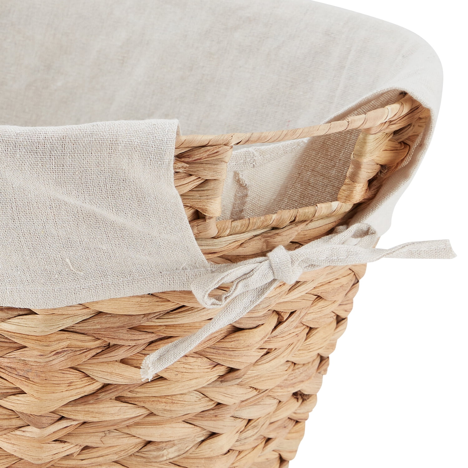 Better Home & Gardens, Braided Water Hyacinth, Laundry Basket, Natural, Hand Woven, Handles, Adult