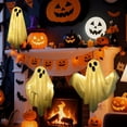 thumbnail image 4 of Qoosea 3 pack Hanging Ghosts Halloween Decor, 20 inch LED Glowing Ghost Halloween Decorations Outdoor Lights for Yard Porch Tree Garden Patio Bedroom Wall Party, Warm White, 4 of 9