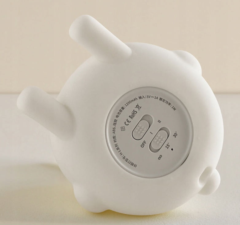 Cartoon folded-ear rabbit night light cute silicone internet celebrity animal dual-purpose atmosphere light baby sleep pat light rechargeable