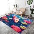 thumbnail image 1 of Area Rugs 7 X 8 ft Rug for Living Room Soft Non Slip Rug Low Pile Tradition Auspiciousness Aquatic Life Printed Area Rugs Bedroom Farmhouse Dining Room, Home Decor Indoor Red Blue, 1 of 7