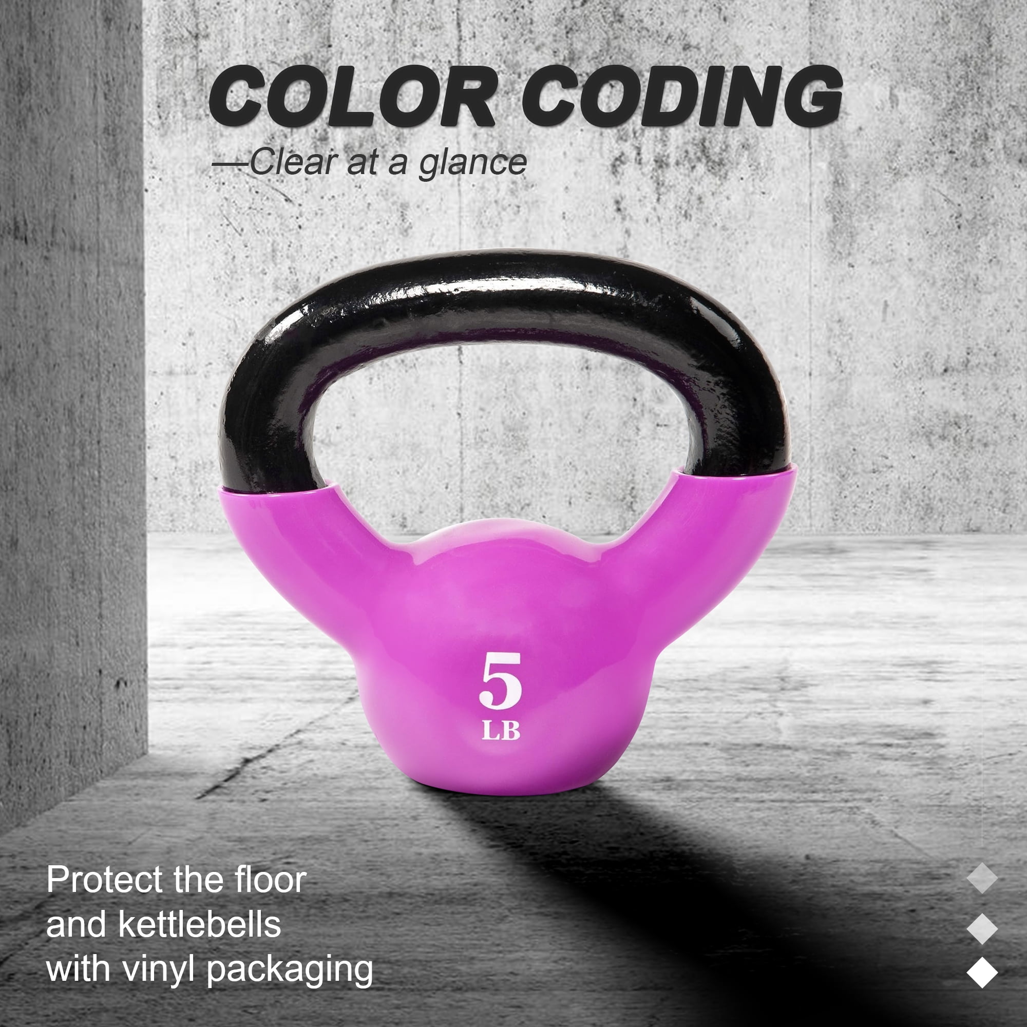BalanceFrom All-Purpose Color Vinyl Coated Kettlebells, 5 lbs
