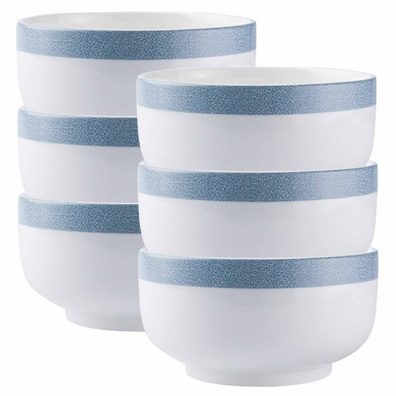 Large Cereal Bowls Set, Soup Bowls Microwave Safe, Rice Bowls, Breakfast Bowls, Ceramic Cereal Bowls-blue and white-Set of 6