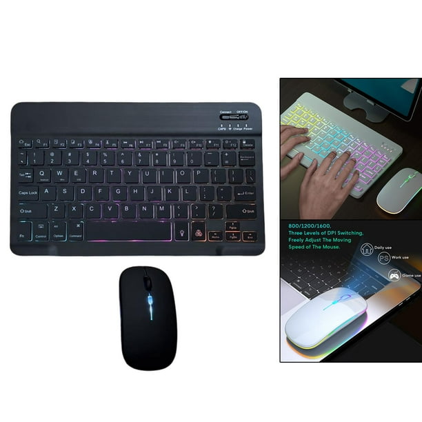 Teclado Bluetooth inalámbrico universal Baoblaze Retroiluminación RGB recargable delgada portátil
