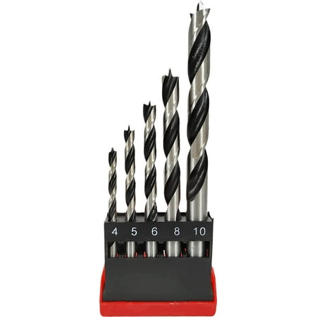 

Hymnorq 5PC 4-10mm Metric Brad Point High Carbon Steel Twist Drill Bits for Wood