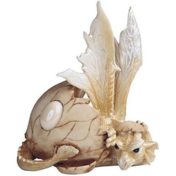 AyPanxi SS-G-71529 Dragon Egg Statue Figurine with October Birthstone, 5", Opal White