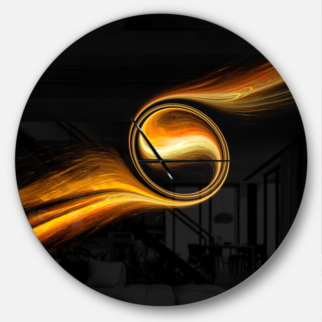 Designart 'Fractal 3D Dancing Yellow Design ' Modern wall clock