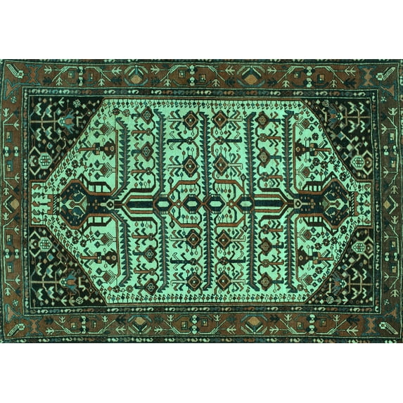 Ahgly Company Indoor Rectangle Persian Turquoise Blue Traditional Area Rugs, 3' x 5'