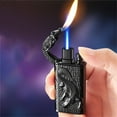 thumbnail image 3 of Windproof Dual Flame Quartz Dial Lighter with Visible Window - Adjustable Flame Size, Refillable Butane, Electroplated Finish - Unique Gift for Men and Women (Gas Not Included), 3 of 7