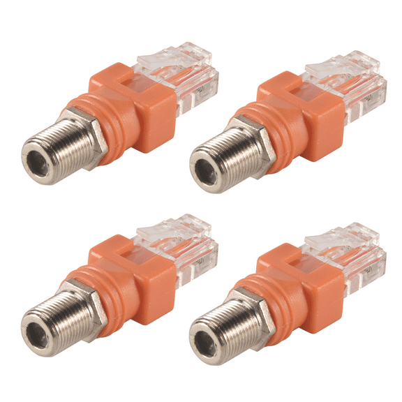 New Arrivals Coaxial to Ethernet Adapter, 4 Pack Coax F Female RJ45 Male Converter for Line Tester