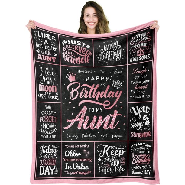 LHSHID Aunt Birthday Gift Happy Birthday Gifts Throw Blankets for Aunt Birthday Gift for Auntie from Niece Best Aunt Ever GiftsAunt Birthday Gifts Ideas Throw Blankets 60"x80"