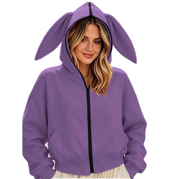 Cute Hoodies for Women Baeitkot Women's Fashion Solid Color Zipper Jacket Long Sleeve Coat with Pockets