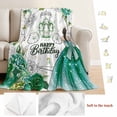 thumbnail image 5 of Happy Birthday Blanket Soft Cozy Warm Throw Blanket for Couch, Plush Fuzzy Flannel Fleece Blankets for Sofa, Green Luxury Dress Crown Carriage Flowers Bed Blankets Lightweight Gifts for Men, 30"x40", 5 of 9