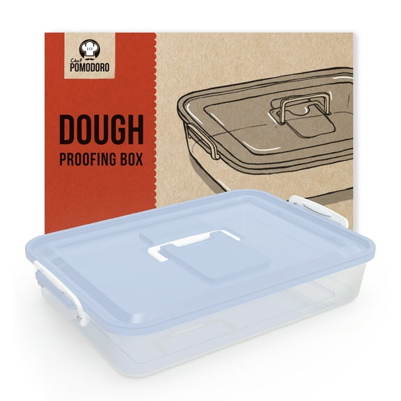 Chef Pomodoro Pizza Dough Proofing Box, 14 x 11 in Plastic Pizza Dough Container (Blue)