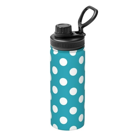 

Goofa Sky Blue And White Polka Dot Print 18oz Sports Insulated Kettle With Straw Water Bottle Sports Water Bottle For Running Hiking Cycling Climbing Mans Womans