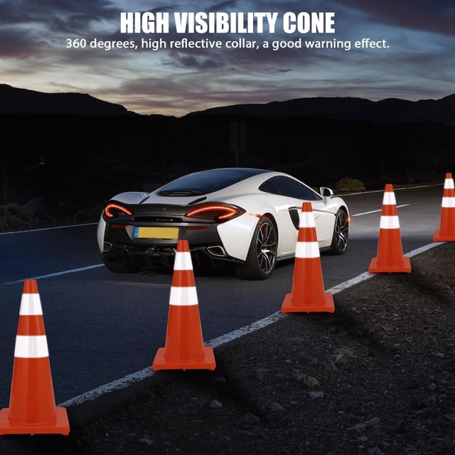 BeesClover Heavy Duty Traffic Cones with Reflective Collars, PVC Safety Cones for Construction, Parking Lots, Events