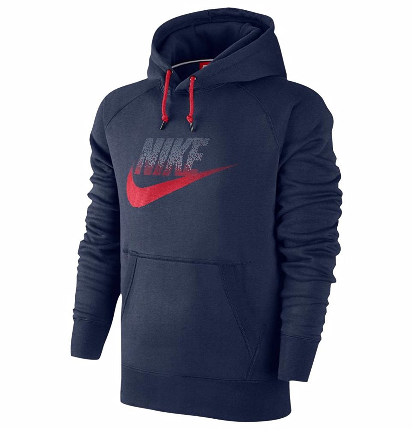 Nike Men's AW77 Futura Fleece Pullover Hoodie-Navy/Red - Walmart.com
