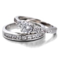 thumbnail image 2 of Silver & Stone Jewels White Gold Finish Ring Set CZ Engagement & Band, Ideal Anniversary Gift, 2 of 6