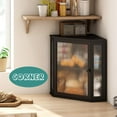 thumbnail image 2 of Corner Bread Box for Kitchen Counter, Bamboo Wood Large Capacity Bread Storage Bin with Acrylic Wavy Door Panel, 2 of 7