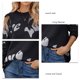 thumbnail image 5 of Jersey para mujer, suéter con cuello redondo, manga larga, patrón de letras, Jersey de punto holgado, Top para principios de otoño invierno negro L, 5 of 6