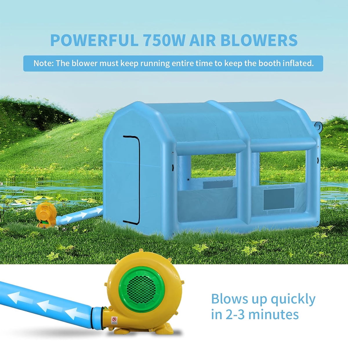 xhyhwyd Inflatable Spray Booth 13.5 x 8.5 x 8.5ft Portable Inflatable Paint Booth Tent w/750W Blower & Air Filter System for DIY Spray Car Parts Painting Motorcycle Garage
