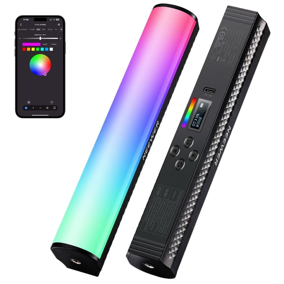 Neewer TL21C RGB Light Wand, 2500K-8500K CRI95  LED Tube, 2550mAh Battery, 17 Light Scenes, Magnetic & APP Control for Vlog/Photography