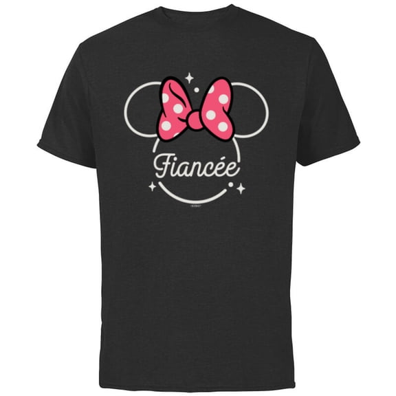 Disney Minnie Mouse Fiancée Head Icon Magic Engagement Trip- Short Sleeve Cotton T-Shirt for Adults - Customized-Black