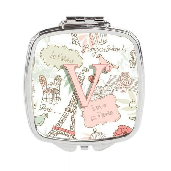 Letter D Love in Paris Pink Compact Mirror - Pink