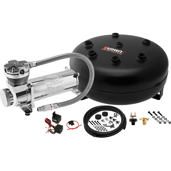 Vixen Air Suspension Kit for Truck/Car Bag/Air Ride/Spring. On Board System- 200psi Compressor, 4 Gallon Tank. For Boat Lift,Towing,Lowering,Leveling Bags,Onboard Train Horn,Semi/SUV VXO4840C