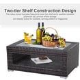 thumbnail image 4 of CoSoTower 2-Tier Rattan Patio Coffee Table Outdoor Side Table PE Wicker Patio Garden Tea End Desk with Tempered Glass Top & Storage for Balcony, Backyard, Poolside, 4 of 7